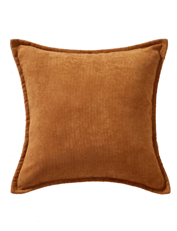 Coussin uni velours côtelé (caramel)