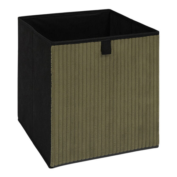 Cube de rangement pliable, velours côtelé (vert)