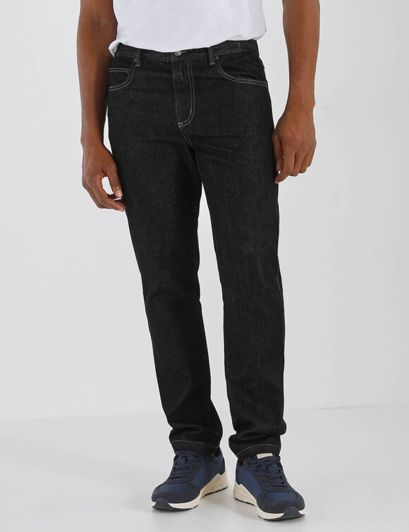 Jean droit ceinture &eacute;lastiqu&eacute;e c&ocirc;t&eacute;s - L32 (black)