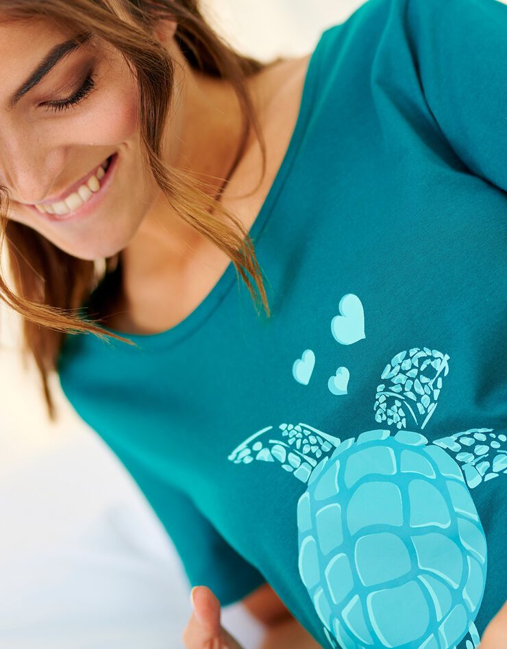 Chemise de nuit courte imprimé tortue (vert)