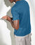 T-shirt uni col tunisien (bleu)