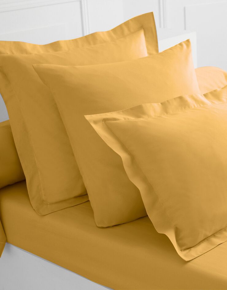 Drap-housse uni polyester - coton bonnet 32 cm (curry)