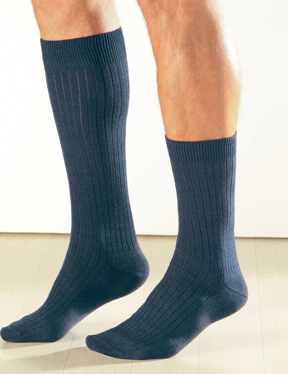 Mi-chaussettes Thermoperle&reg; 90% laine - lot de 2 paires (bleu jean)