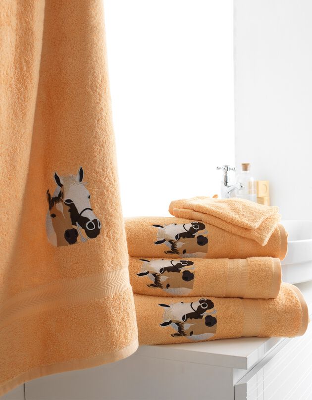 Éponges brodées chevaux Colombine® - Lots (abricot)