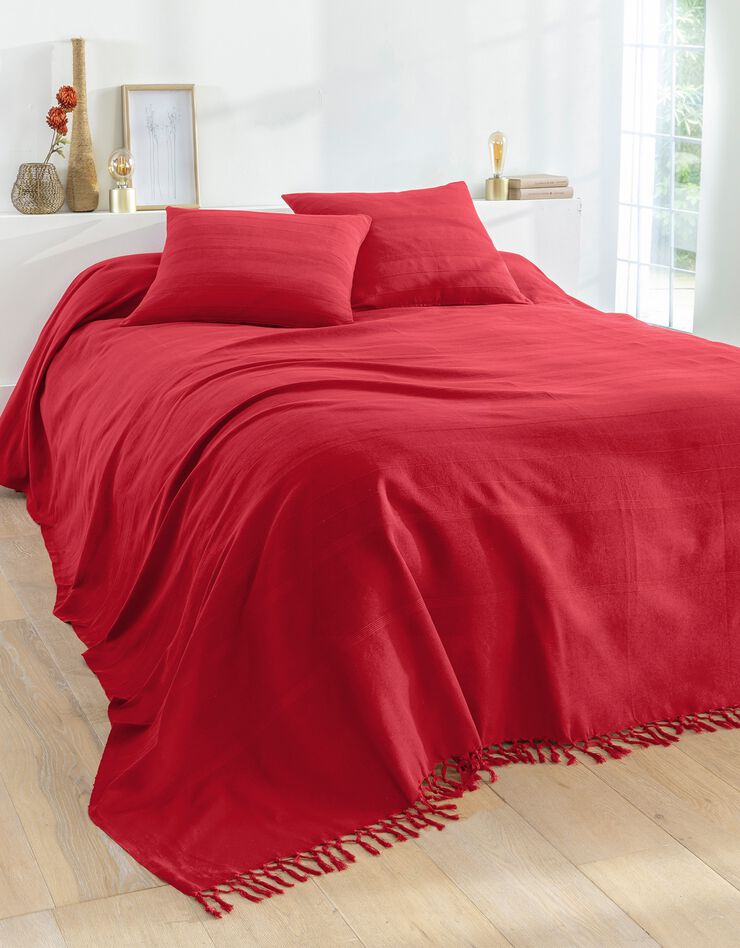 Plaid ou jeté uni coton tissage artisanal (brique) Plaid ou jeté uni coton tissage artisanal (brique)