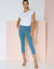 Legging 3/4 taille haute, ventre plat (bleu paon)