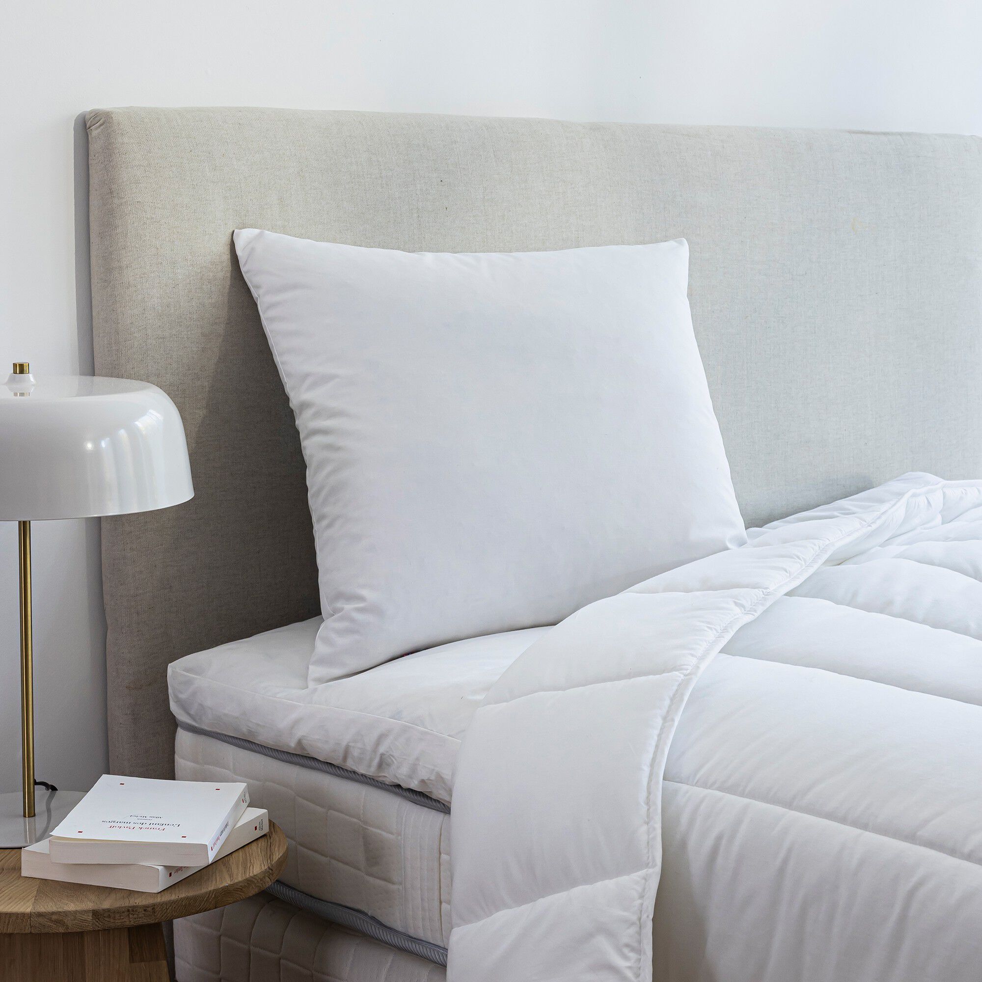 Oreiller 65x65 Cm Anti-acariens - Fibres Microgel Effet Duvet - Fabriqué En France - Percale Coton