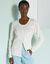 Cardigan boutonné col rond uni (écru)