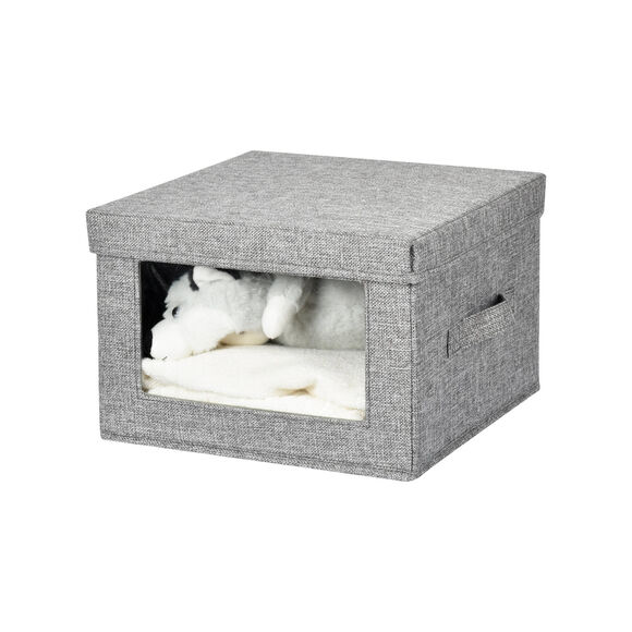 Bo&icirc;te rangement pliable gris avec grande fen&ecirc;tre (gris)