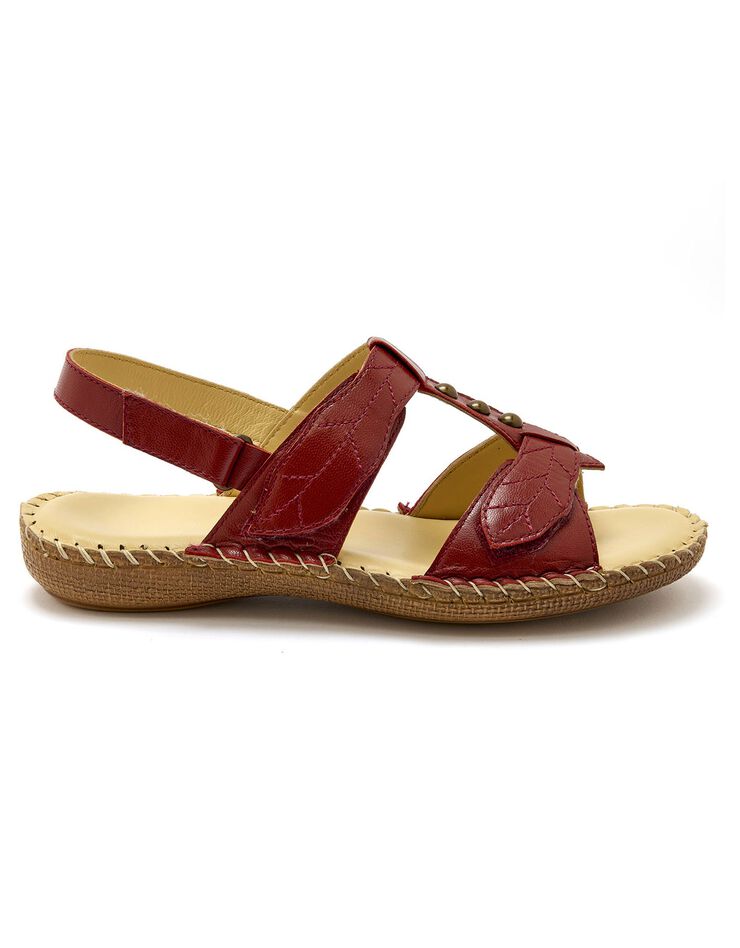 Sandales scratchées en cuir texturé (rouge) Sandales scratchées en cuir texturé (rouge)
