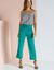 Pantalon droit raccourci, maille milano (vert)