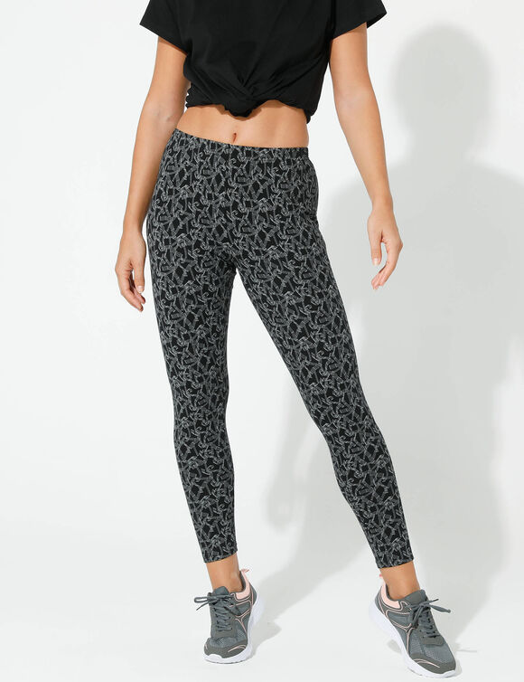 Legging maille jersey imprimé graphique (noir)