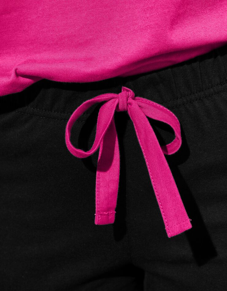 Pantalon pyjama coton Enjoy uni imprimé placé (noir)
