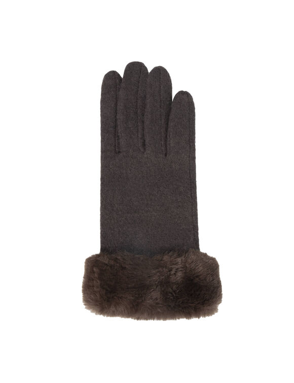 Gants tactiles poignets fourrés  (marron)