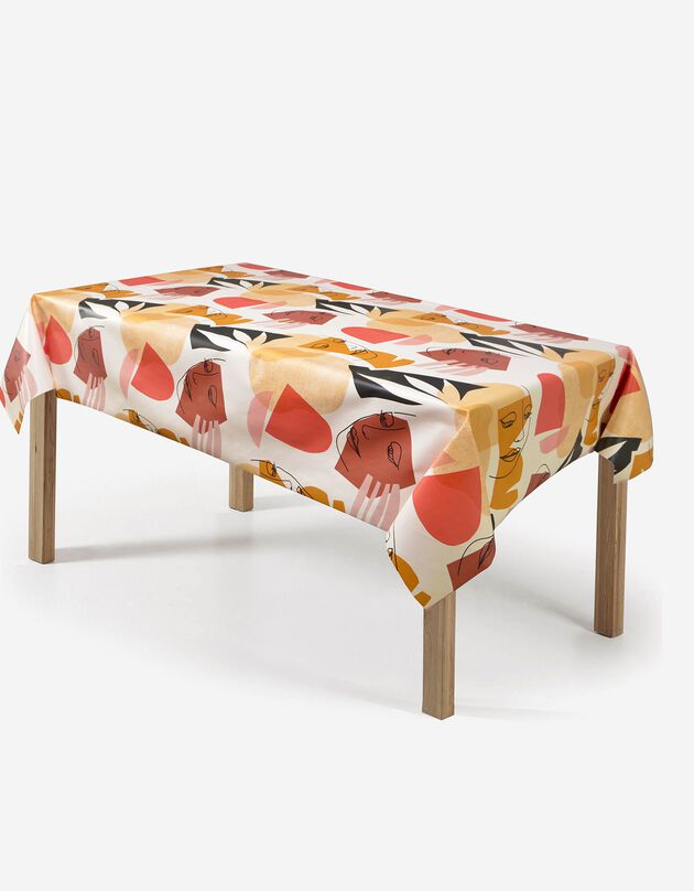 Nappe toile cirée imprimé visages (ocre) Nappe toile cirée imprimé visages (ocre)