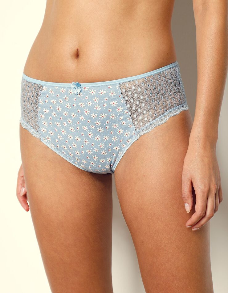 Culotte maxi dentelle coton imprimé Tropea - lot de 4 (bleu grisé + orange) Culotte maxi dentelle coton imprimé Tropea - lot de 4 (bleu grisé + orange)