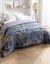 Couette microfibre imprimée Feuilles 400 g/m² (bleu canard / miel)