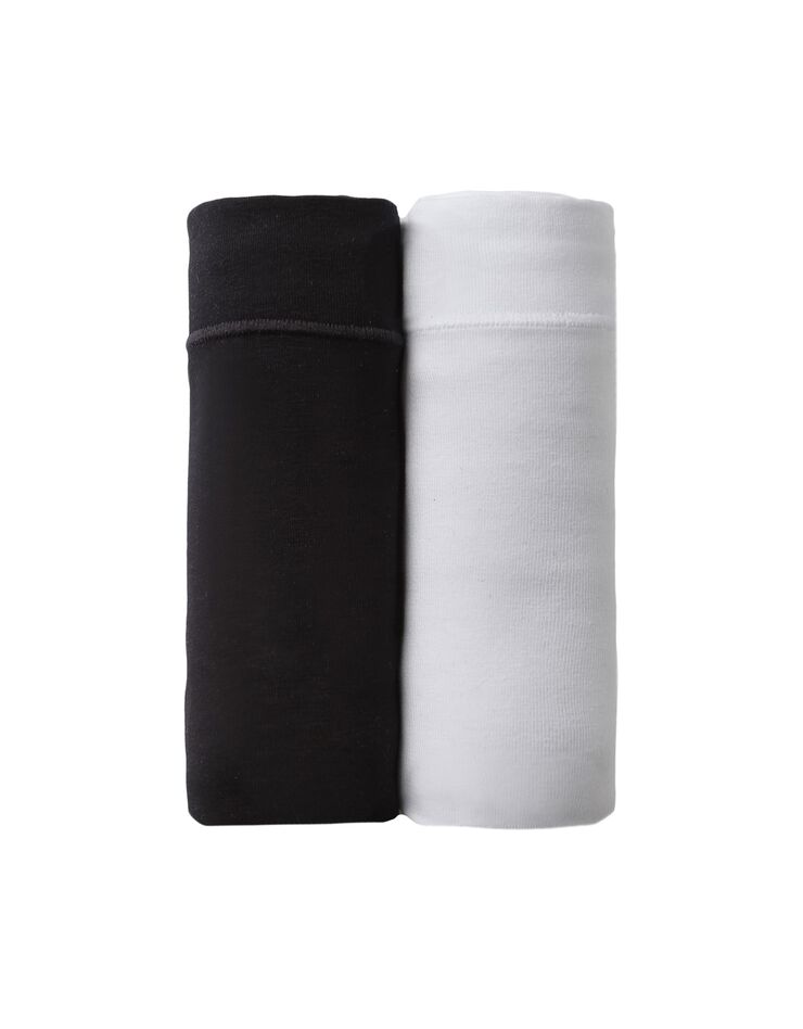 Culotte coton stretch forme maxi ceinture confort "sans élastiques" - lot de 2 (blanc + noir) Culotte coton stretch forme maxi ceinture confort "sans élastiques" - lot de 2 (blanc + noir)