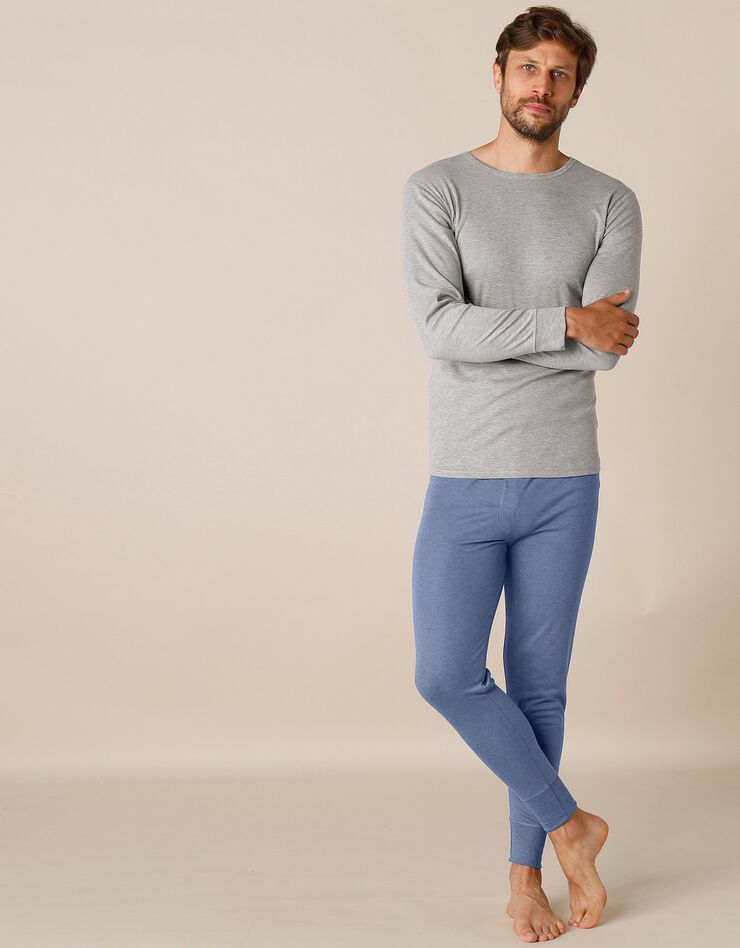 Tee-shirt sous-vêtement homme col rond manches longues dos long polyester - lot de 2 (gris chiné) Tee-shirt sous-vêtement homme col rond manches longues dos long polyester - lot de 2 (gris chiné)