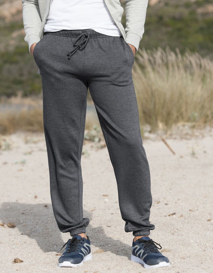 Pantalon jogging molleton bas élastiqué (anthracite chiné) Pantalon jogging molleton bas élastiqué (anthracite chiné)
