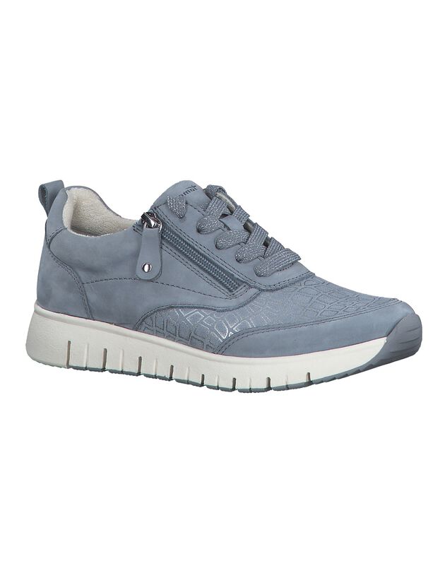 Baskets zippées en cuir - largeur confort (bleu ciel)