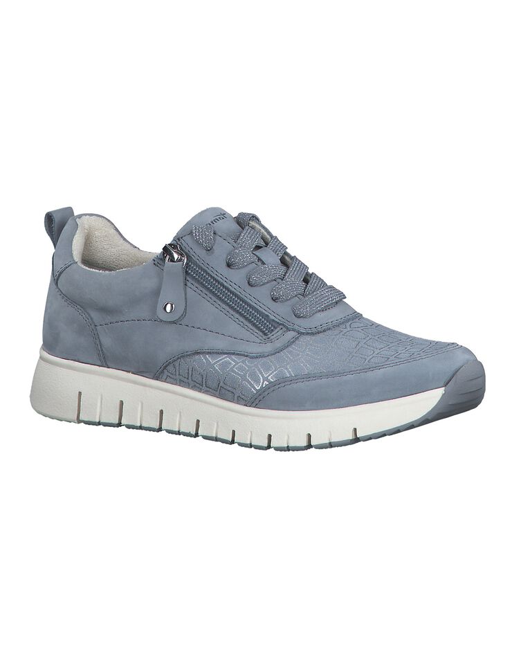 Baskets zippées en cuir - largeur confort (bleu ciel)