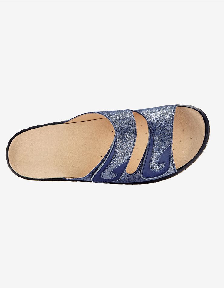 Mules compensées en cuir - largeur confort (marine) Mules compensées en cuir - largeur confort (marine)