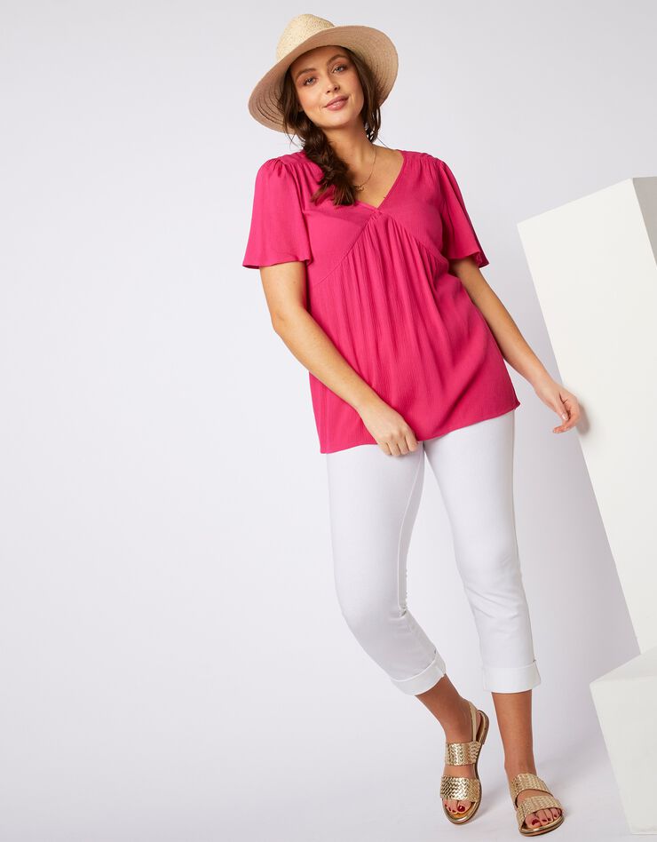 Blouse manches courtes papillon (rose) Blouse manches courtes papillon (rose)