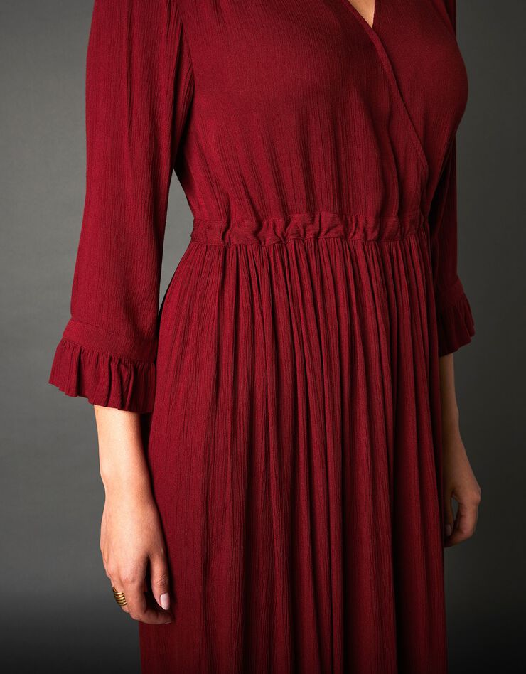 Robe longue taille coulissée unie (grenat)