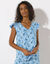 Haut de pyjama manches courtes imprimé fleuri (bleu / écru)