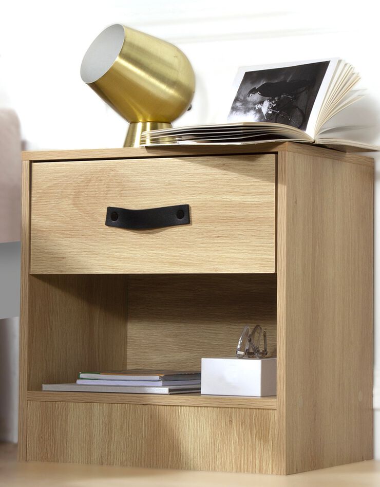 Table de chevet 1 tiroir - 1 niche (naturel)
