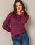 Pull maille fantaisie et détail boutons poignets, toucher doux  (prune)