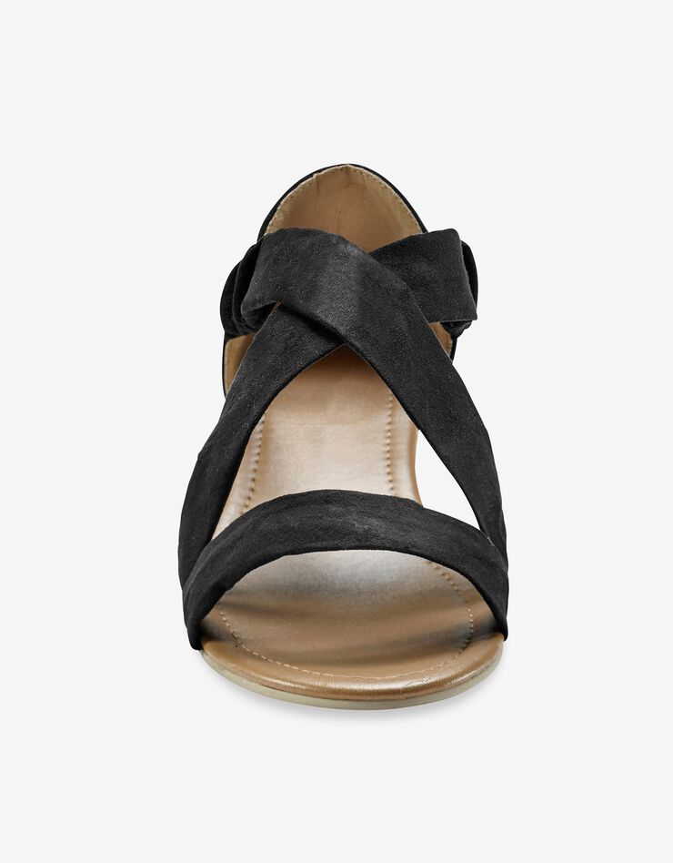 Sandales compensées élastiquées suédine (noir)