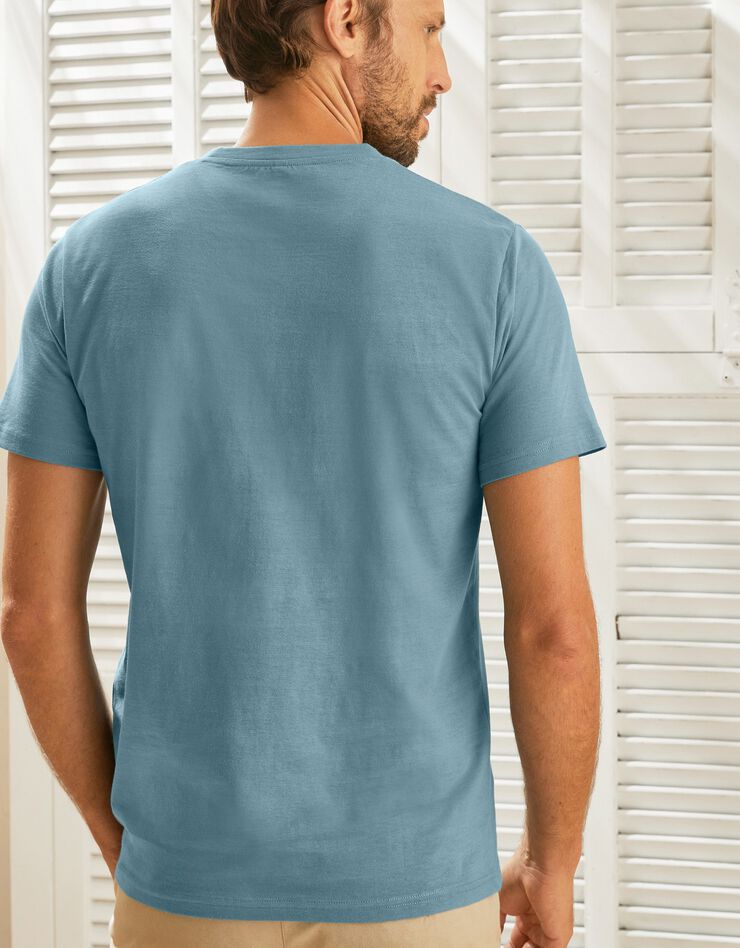 Tee-shirt rayé manches courtes (bleu lagon)
