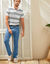 Jean coupe 5 poches extensible coton - entrej. 82 cm (bleached)