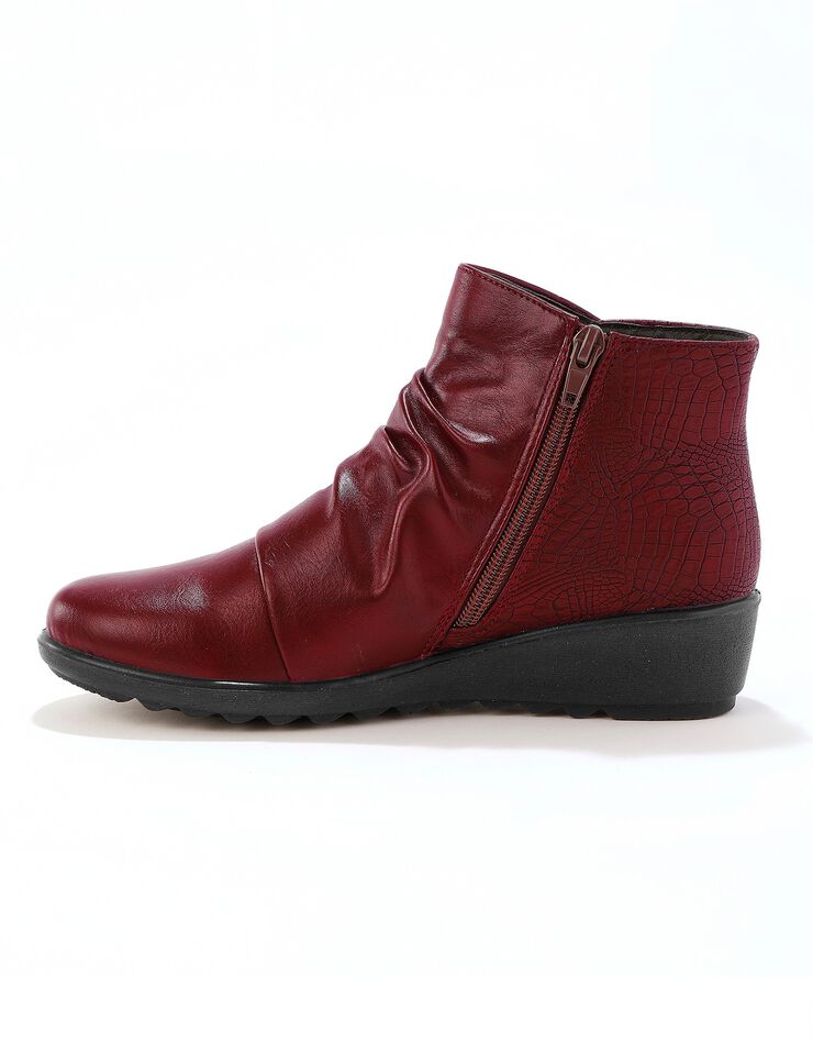 Boots plissées compensées bi-matière - bordeaux (bordeaux)