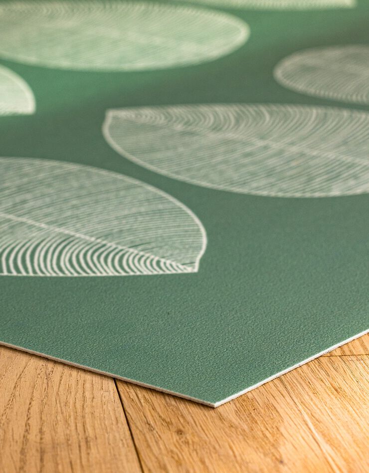 Tapis vinyle décor feuilles (vert)