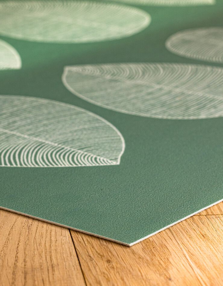 Tapis vinyle décor feuilles (vert) Tapis vinyle décor feuilles (vert)