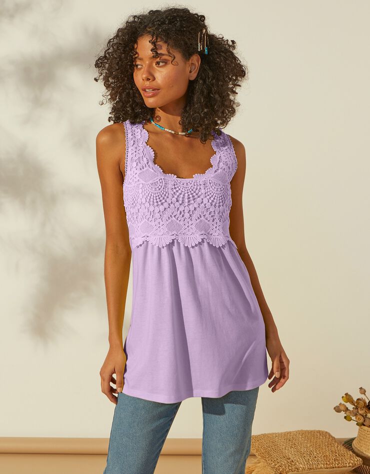 Débardeur macramé (parme)