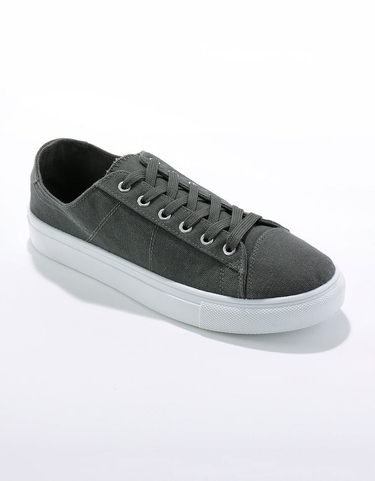 Tennis lacées en toile à semelle plateforme compensée (anthracite) Tennis lacées en toile à semelle plateforme compensée (anthracite)