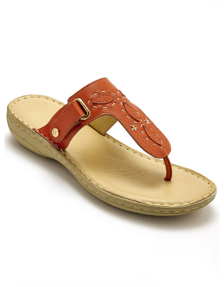 Mules entredoigts en cuir (corail) Mules entredoigts en cuir (corail)