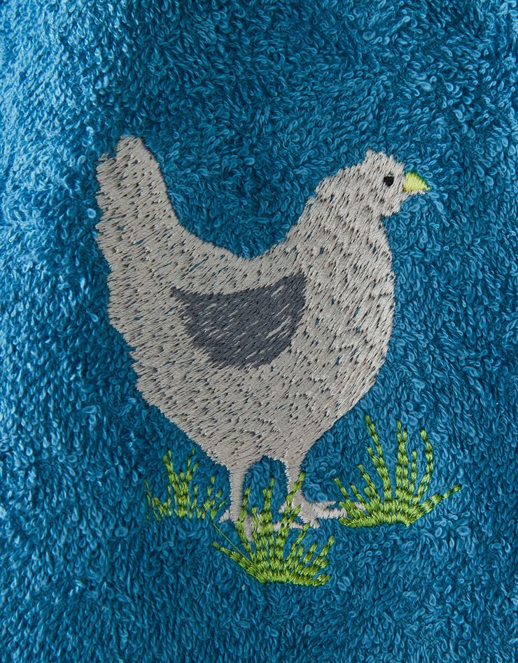 Torchons rond éponge brodée poule - lot de 2 (bleu) Torchons rond éponge brodée poule - lot de 2 (bleu)