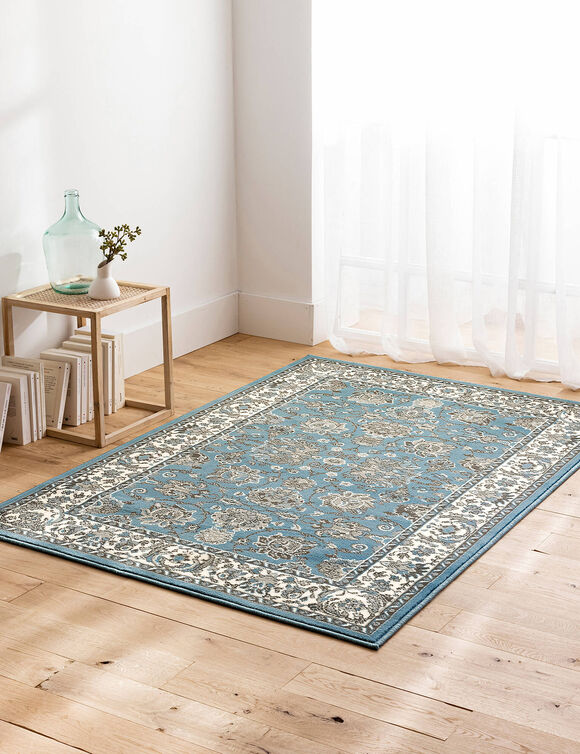 Tapis rectangulaire motifs perse (bleu gris&eacute;)