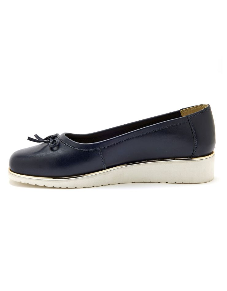 Ballerines en cuir à petit nœud, petit compensé (marine) Ballerines en cuir à petit nœud, petit compensé (marine)