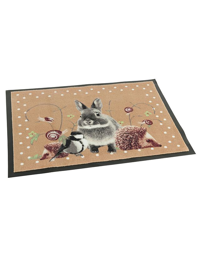 Tapis anti-poussière motif lapin (marron)