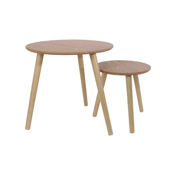 Tables gigognes en bois brut - lot de 2 (naturel)