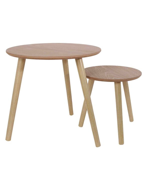 Tables gigognes en bois brut - lot de 2 (naturel)