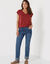 T-shirt col V, maille fantaisie brillante (bordeaux)