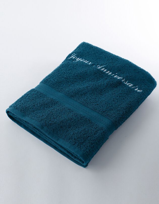 Serviette éponge personnalisable confort moelleux (bleu paon)