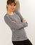 T-shirt col rond imprimé pied-de-poule, stretch (noir / blanc)